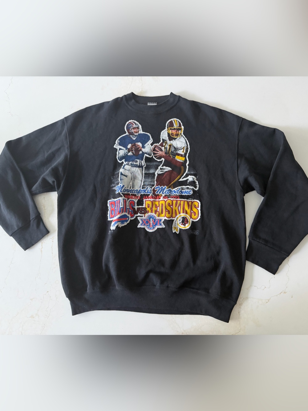 1992 Black NFL Super Bowl sweatshirt- Redskins & Bills
